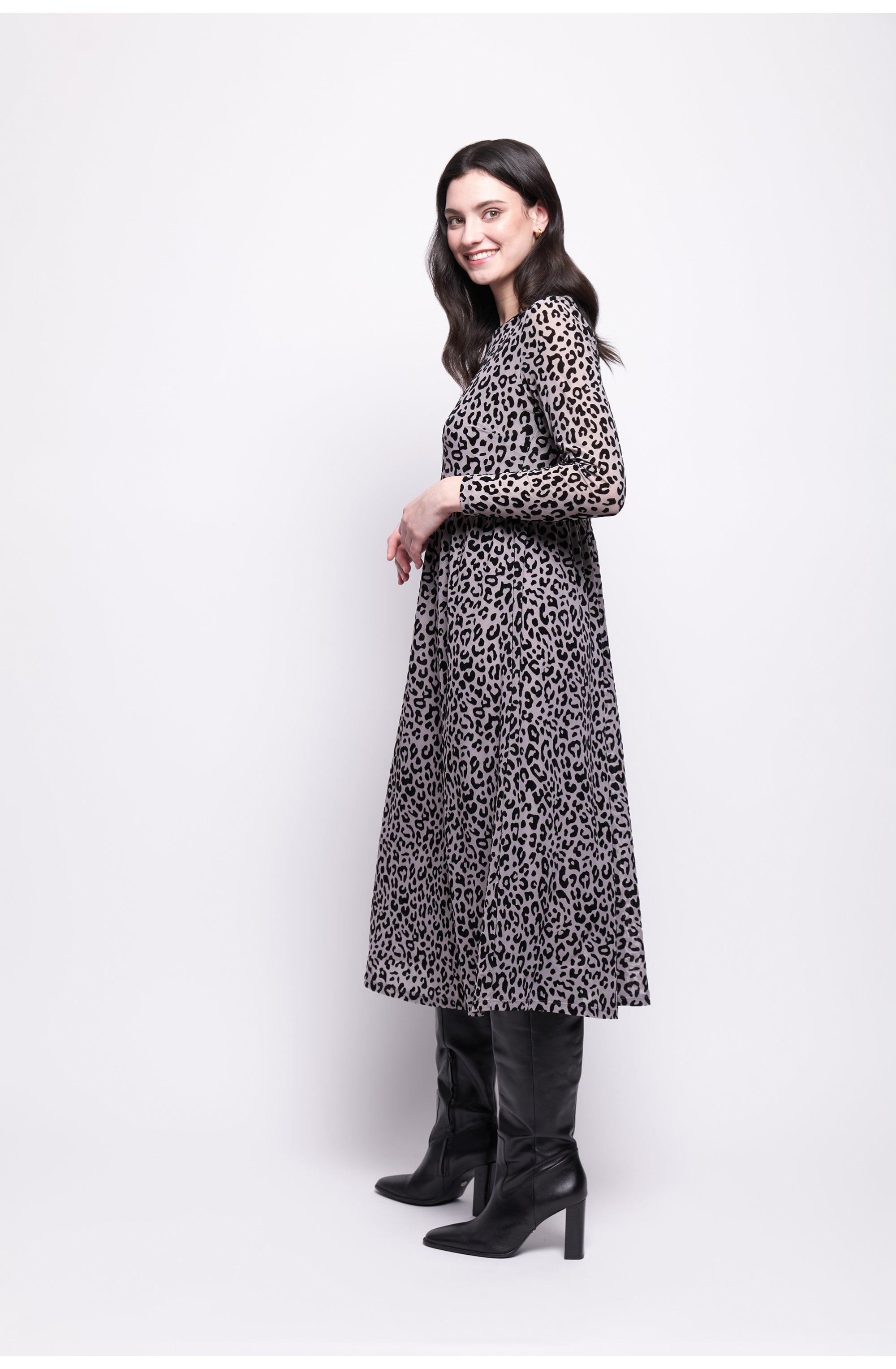 Roar Velvet Leopard Overlay Dress