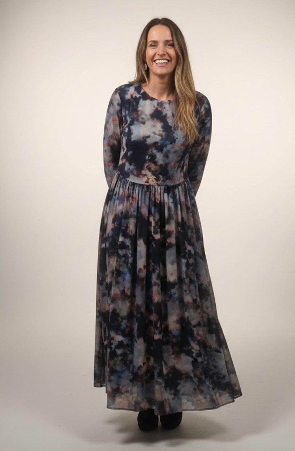 Smudge Mesh Maxi Dress