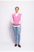 Thrift Pink Top Bird Fluffy Yarn Vest