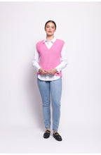 Thrift Pink Top Bird Fluffy Yarn Vest