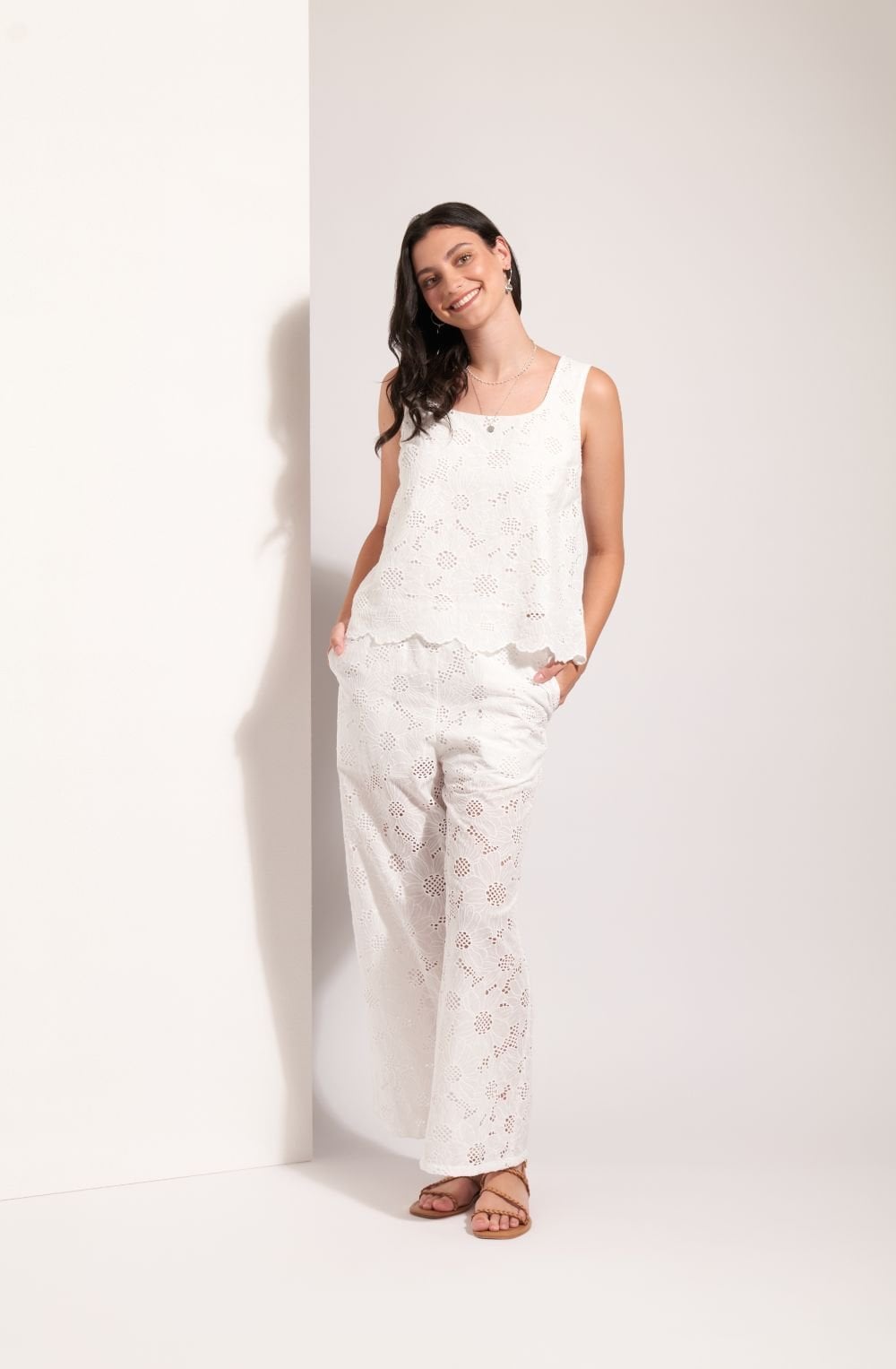 White Floral Broderie Anglaise Top