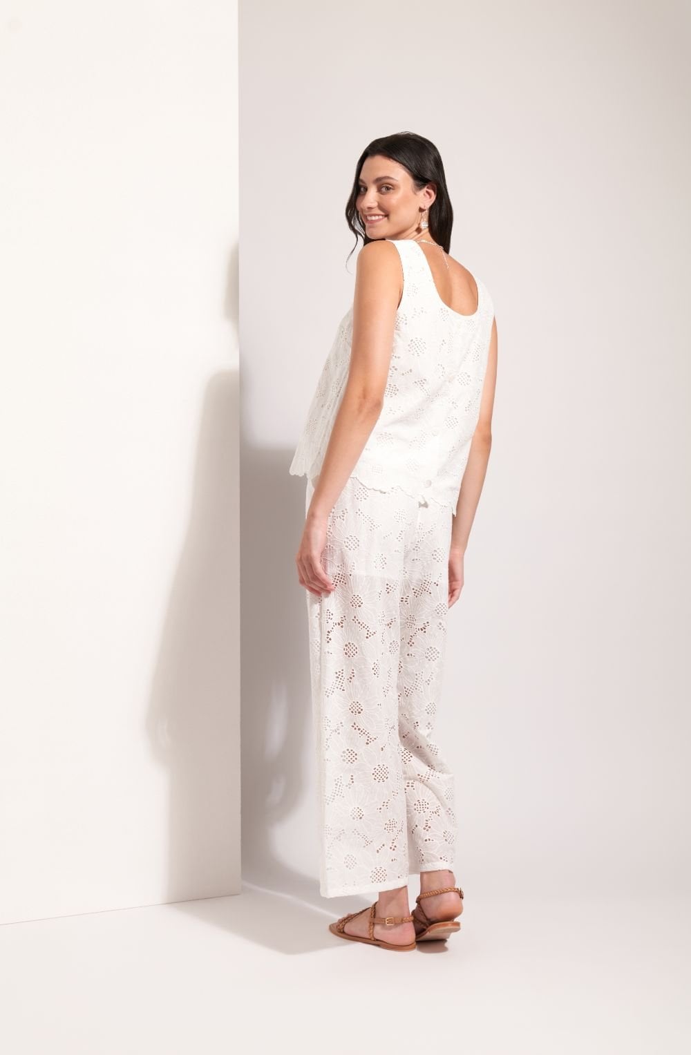 White Floral Broderie Anglaise Top
