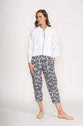 White Linen Bomber Jacket