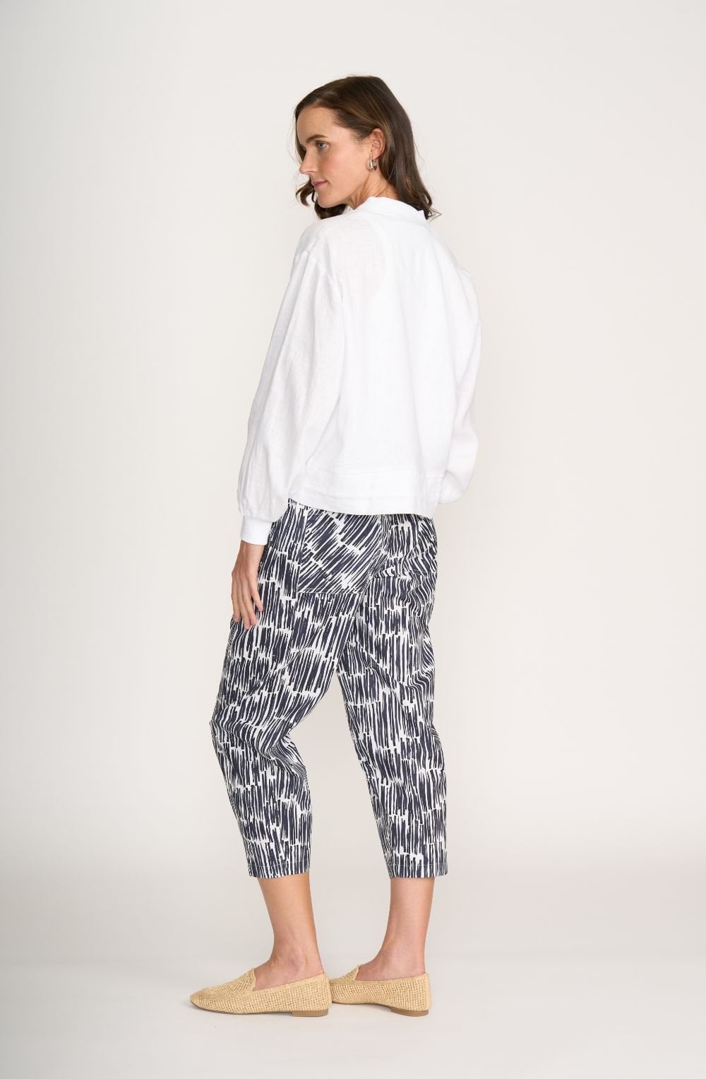 White Linen Bomber Jacket