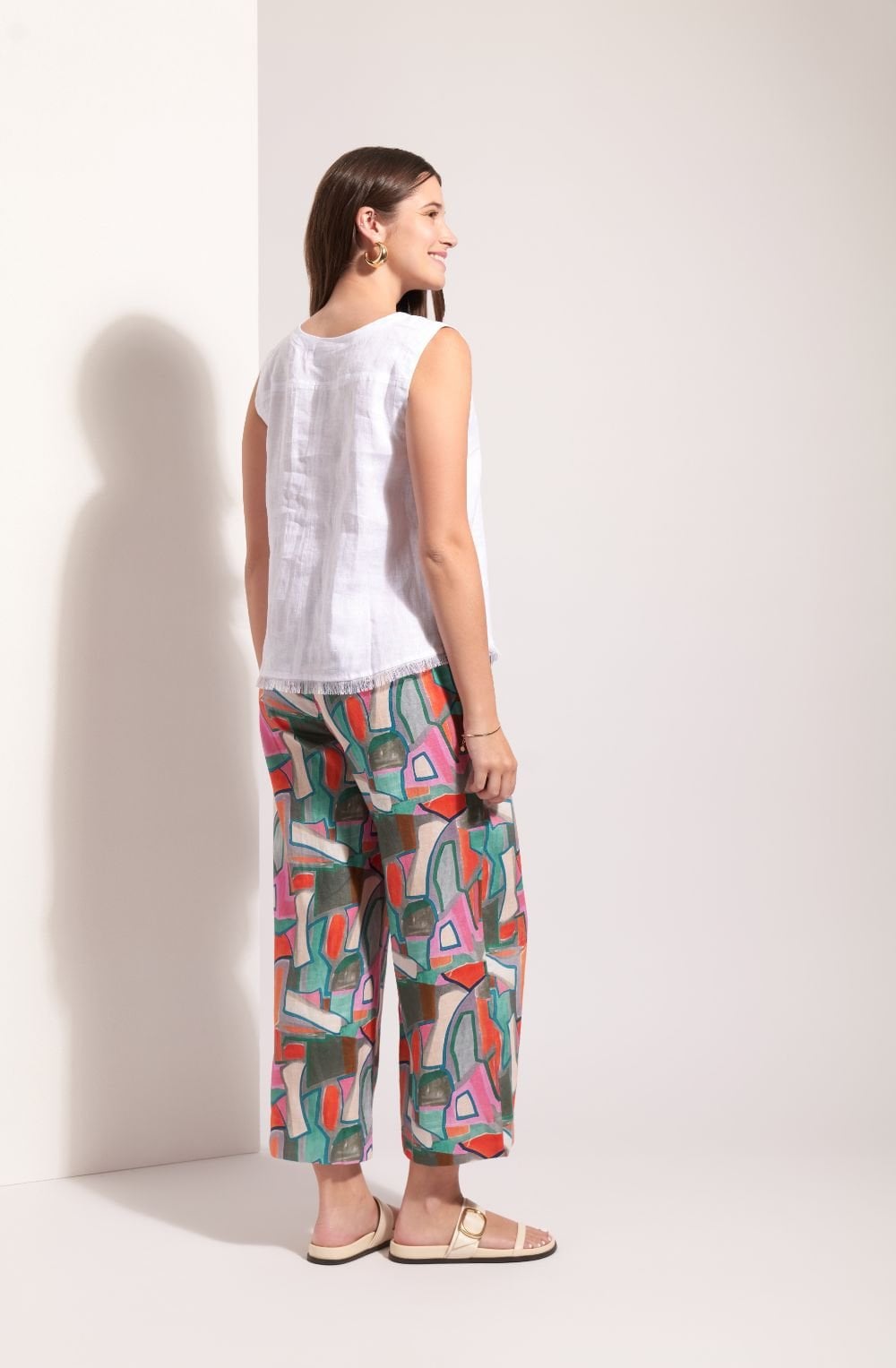 White Sleeveless Linen Top