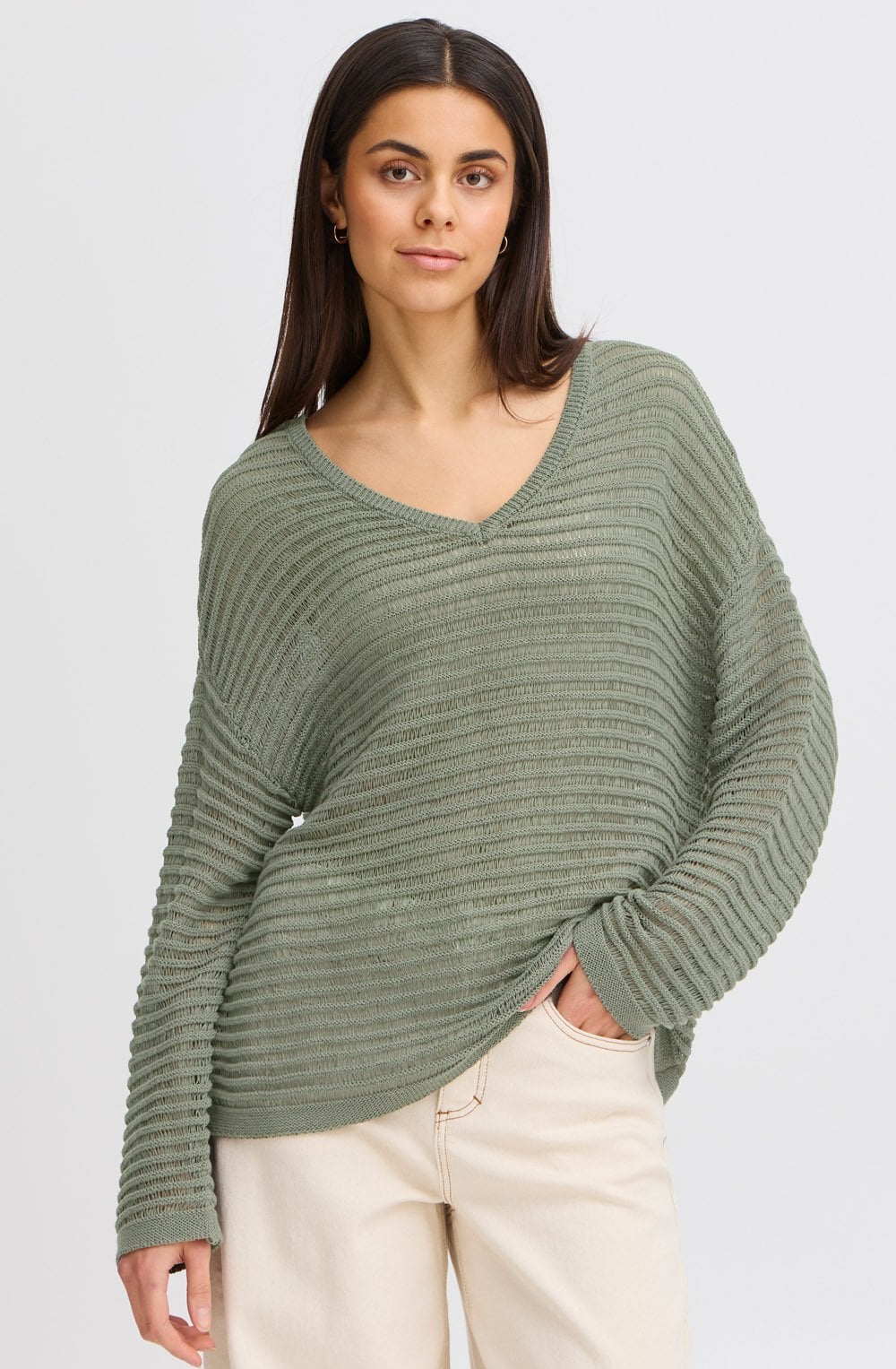 Agave Green Open Knit Pullover