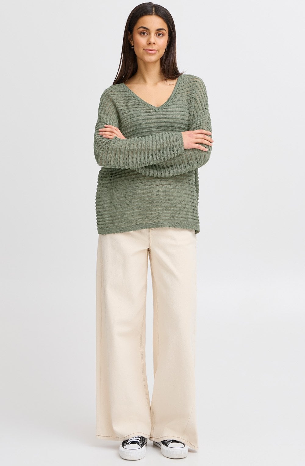 Agave Green Open Knit Pullover