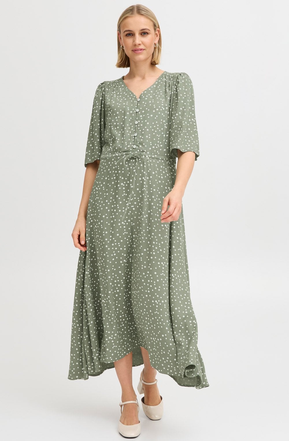 Agave Green Polka Dot Maxi Dress