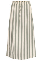 Agave Green Striped Linen Blend Skirt