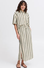 Agave Green Striped Linen Blend Skirt