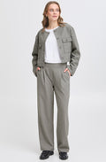 Asphalt Melange Wide Straight Leg Trousers