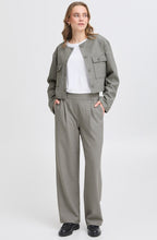 Asphalt Melange Wide Straight Leg Trousers