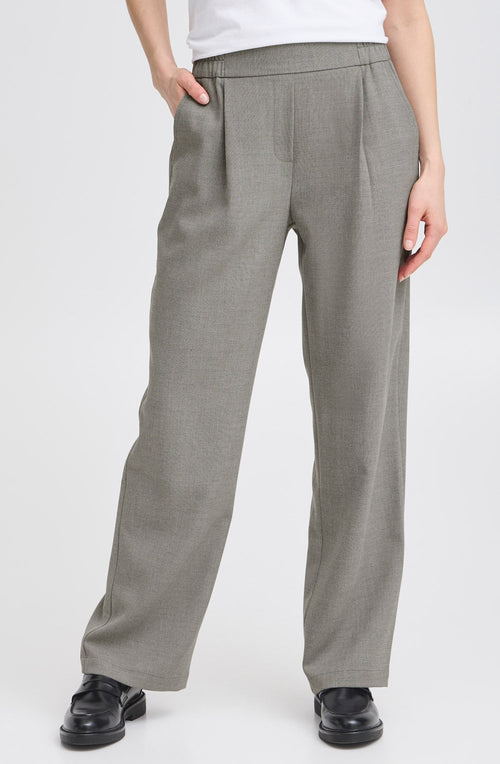 Asphalt Melange Wide Straight Leg Trousers