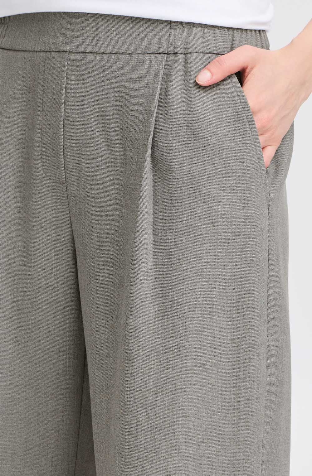 Asphalt Melange Wide Straight Leg Trousers