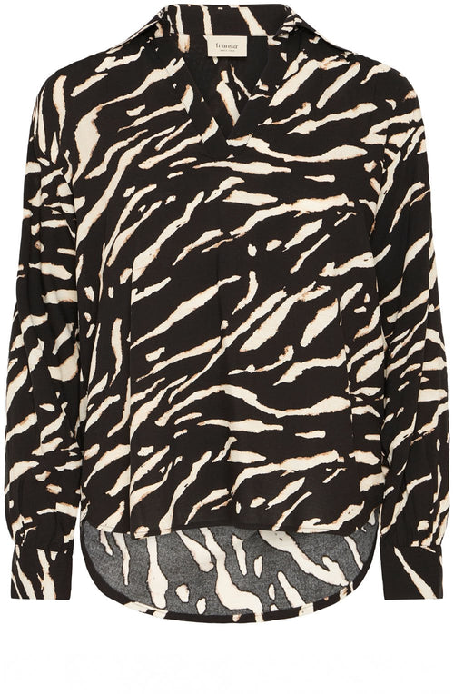 Black Bold Animal Print Blouse
