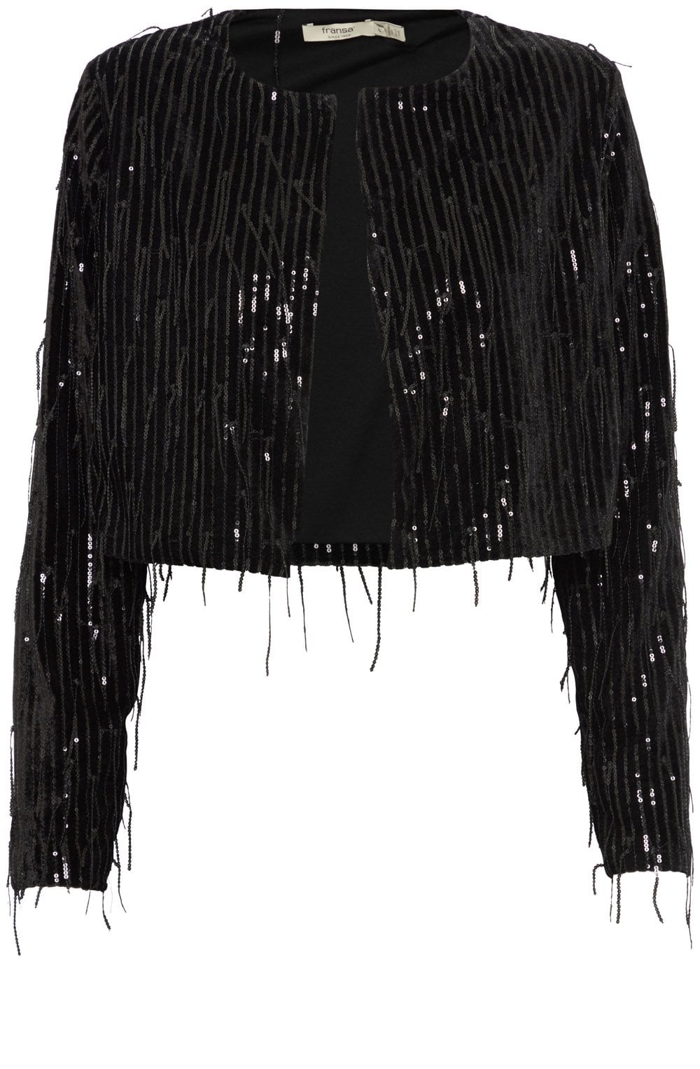 Black Feather Sequin Jacket