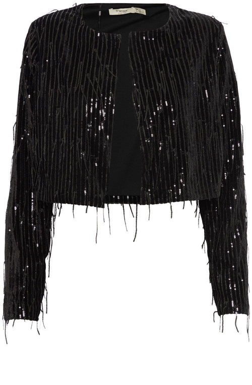 Black Feather Sequin Jacket