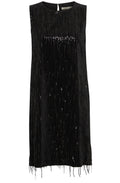 Black Feather Sequin Sleeveless Dress
