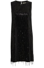 Black Feather Sequin Sleeveless Dress