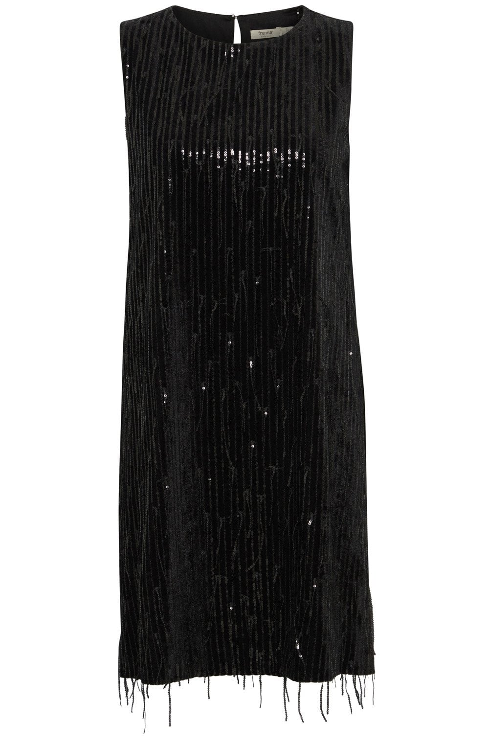 Black Feather Sequin Sleeveless Dress