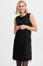 Black Feather Sequin Sleeveless Dress