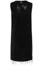Black Feather Sequin Sleeveless Dress