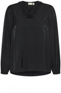 Black Lace Detail Satin Touch Blouse