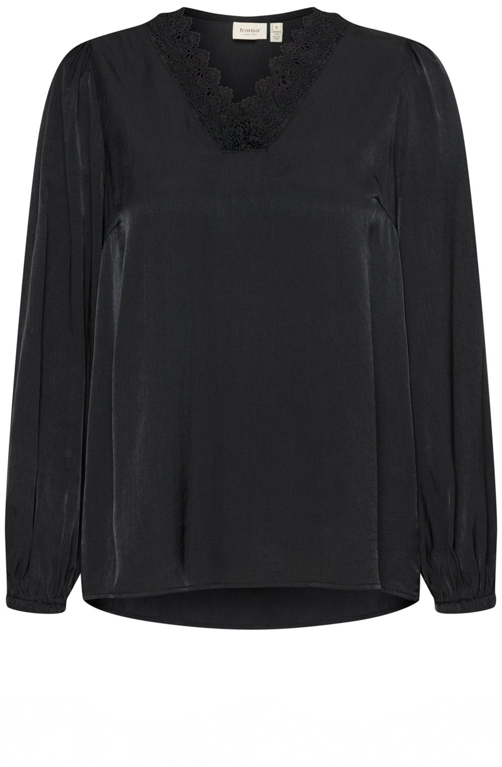 Black Lace Detail Satin Touch Blouse