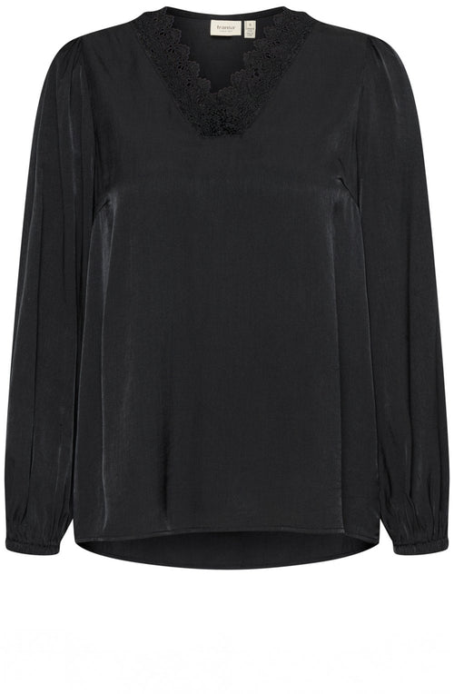 Black Lace Detail Satin Touch Blouse