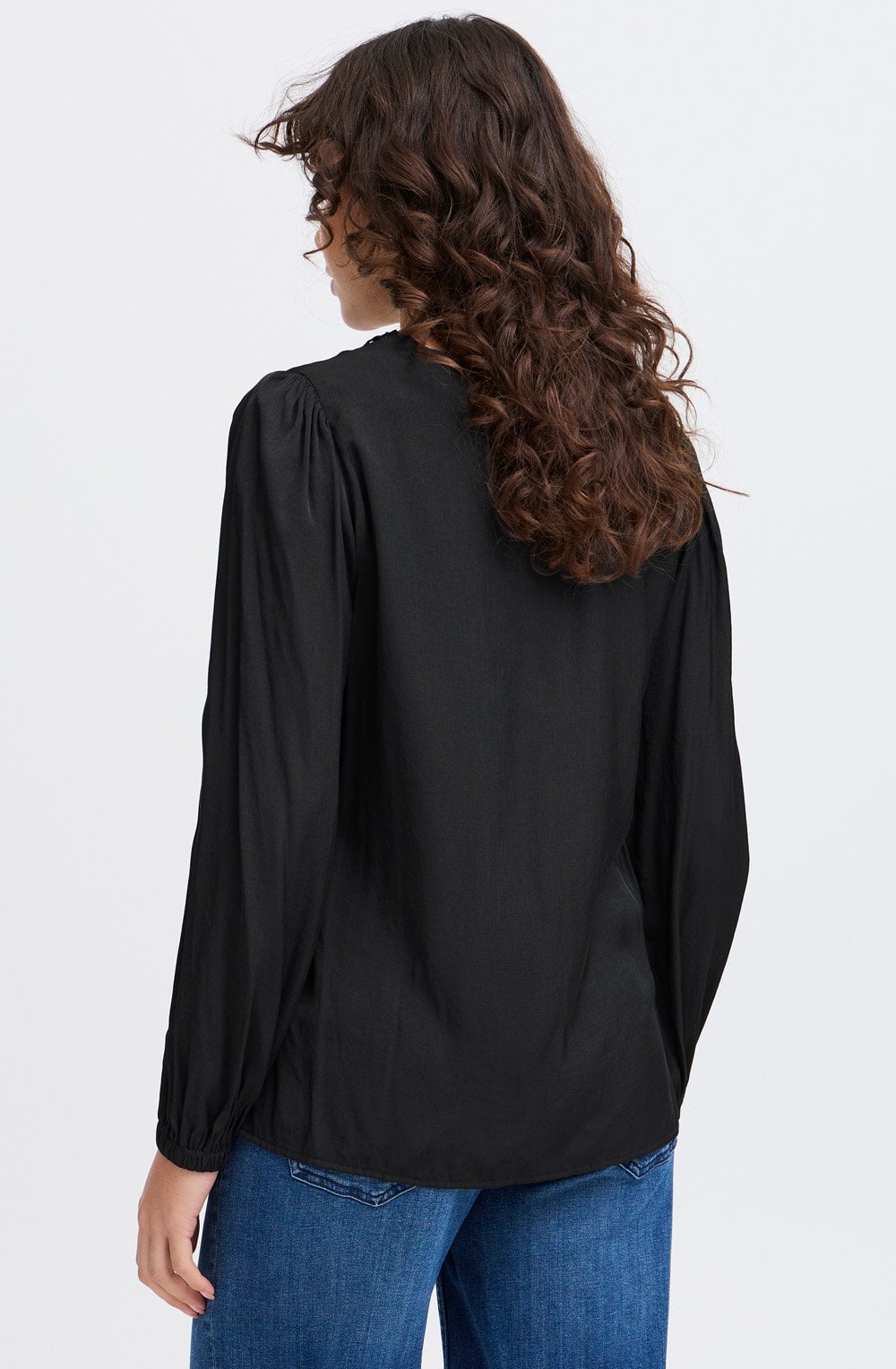 Black Lace Detail Satin Touch Blouse