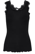 Black Lace Trimmed Vest Top