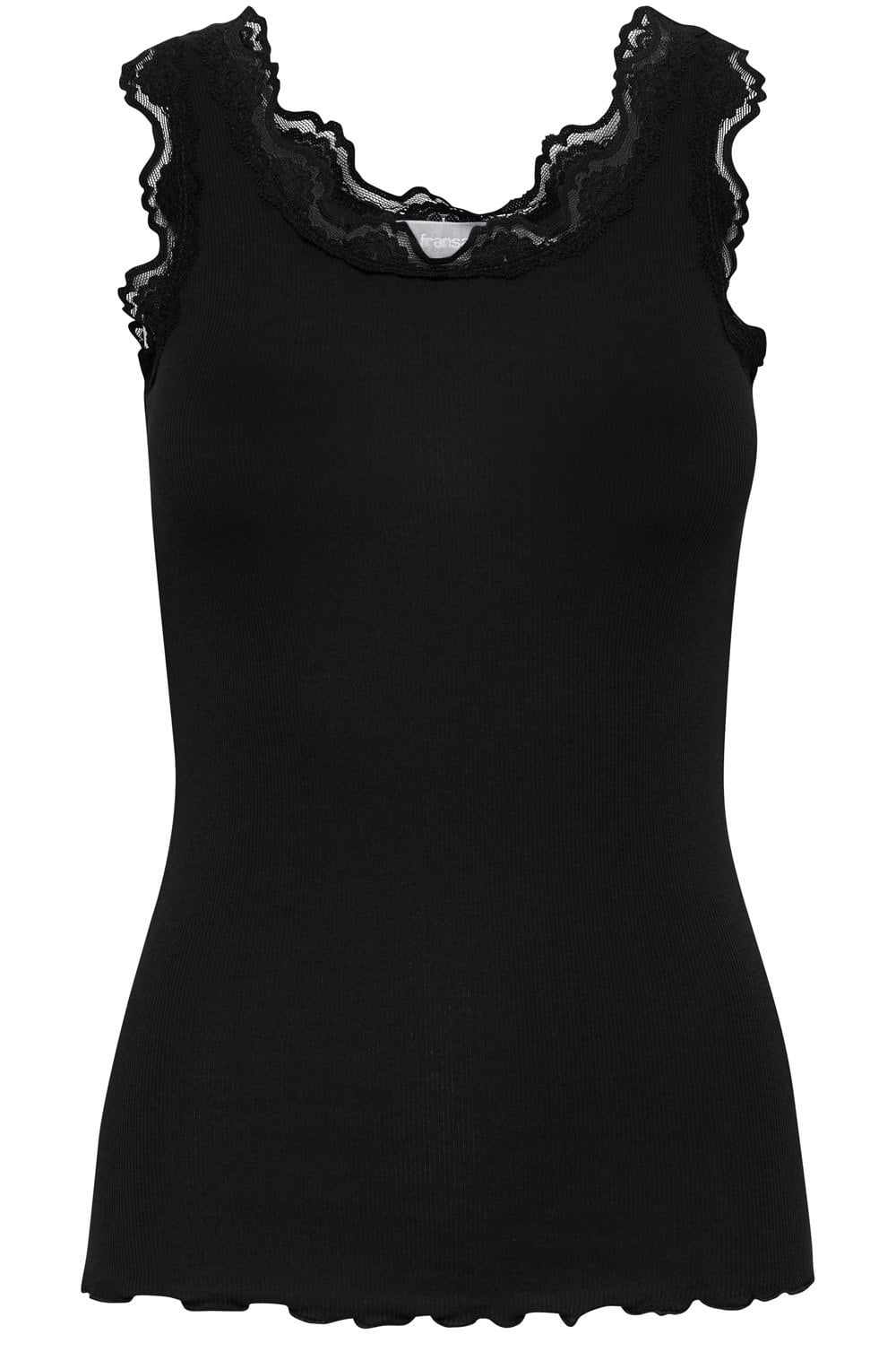 Black Lace Trimmed Vest Top