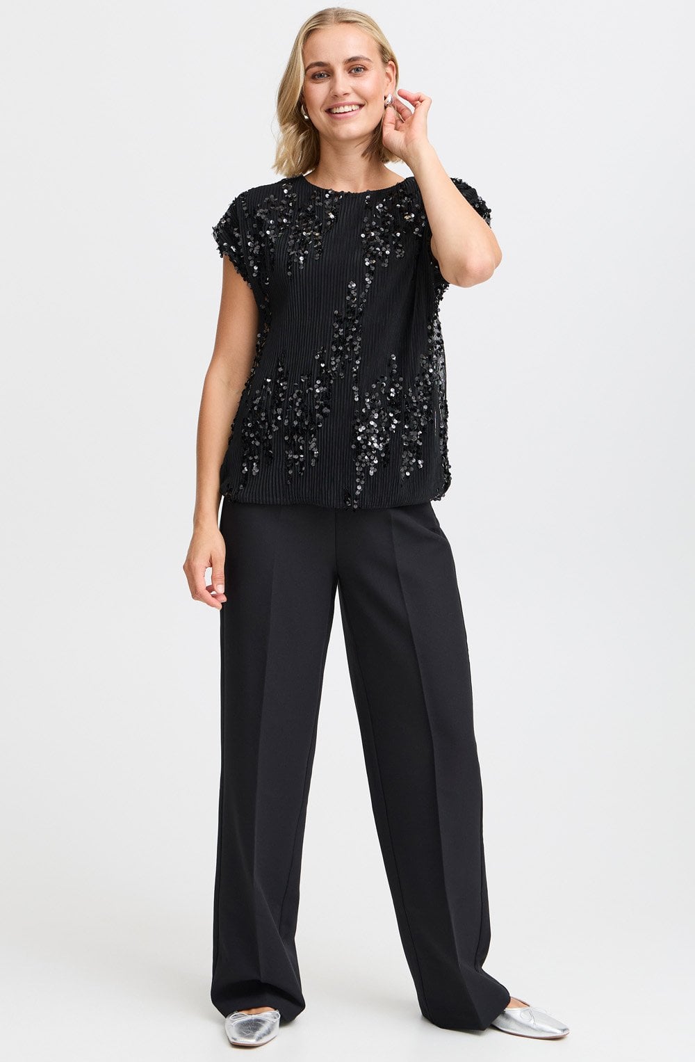 Black Layered Sparkle Top