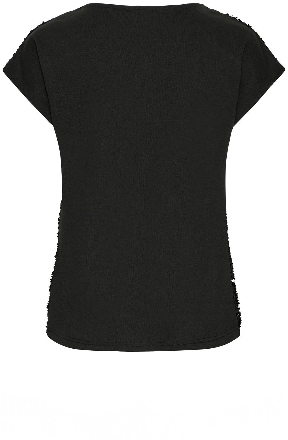 Black Sequin Front Short Sleeve Top