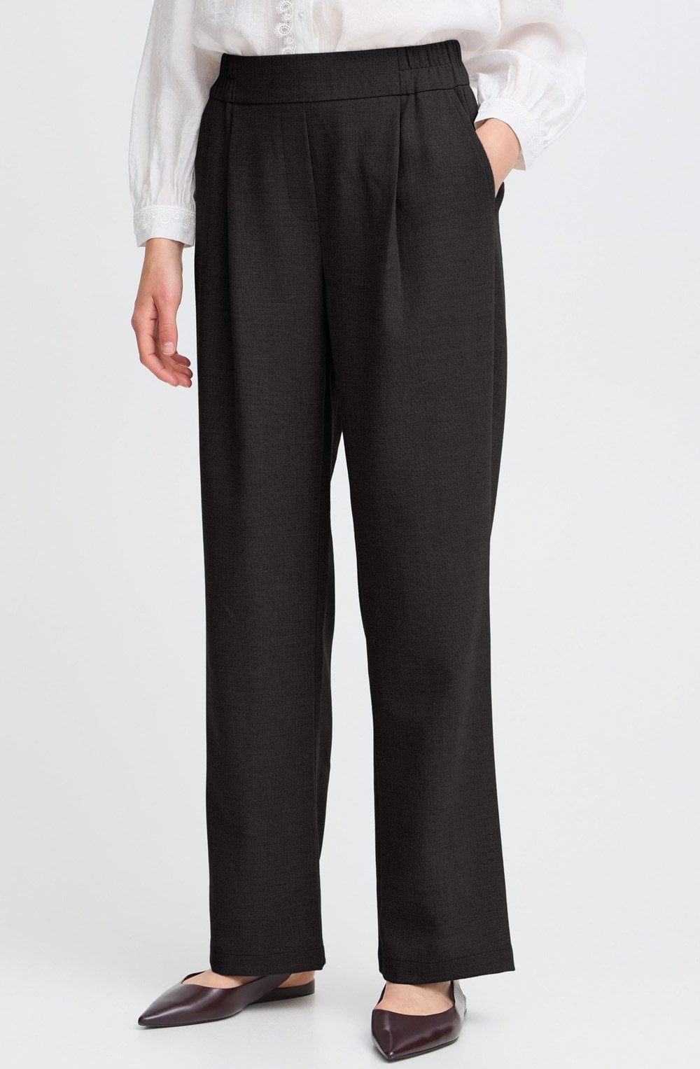 Black Wide Straight Leg Trousers