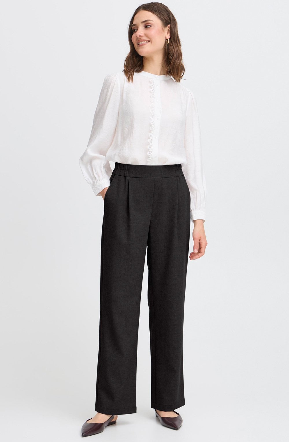 Black Wide Straight Leg Trousers