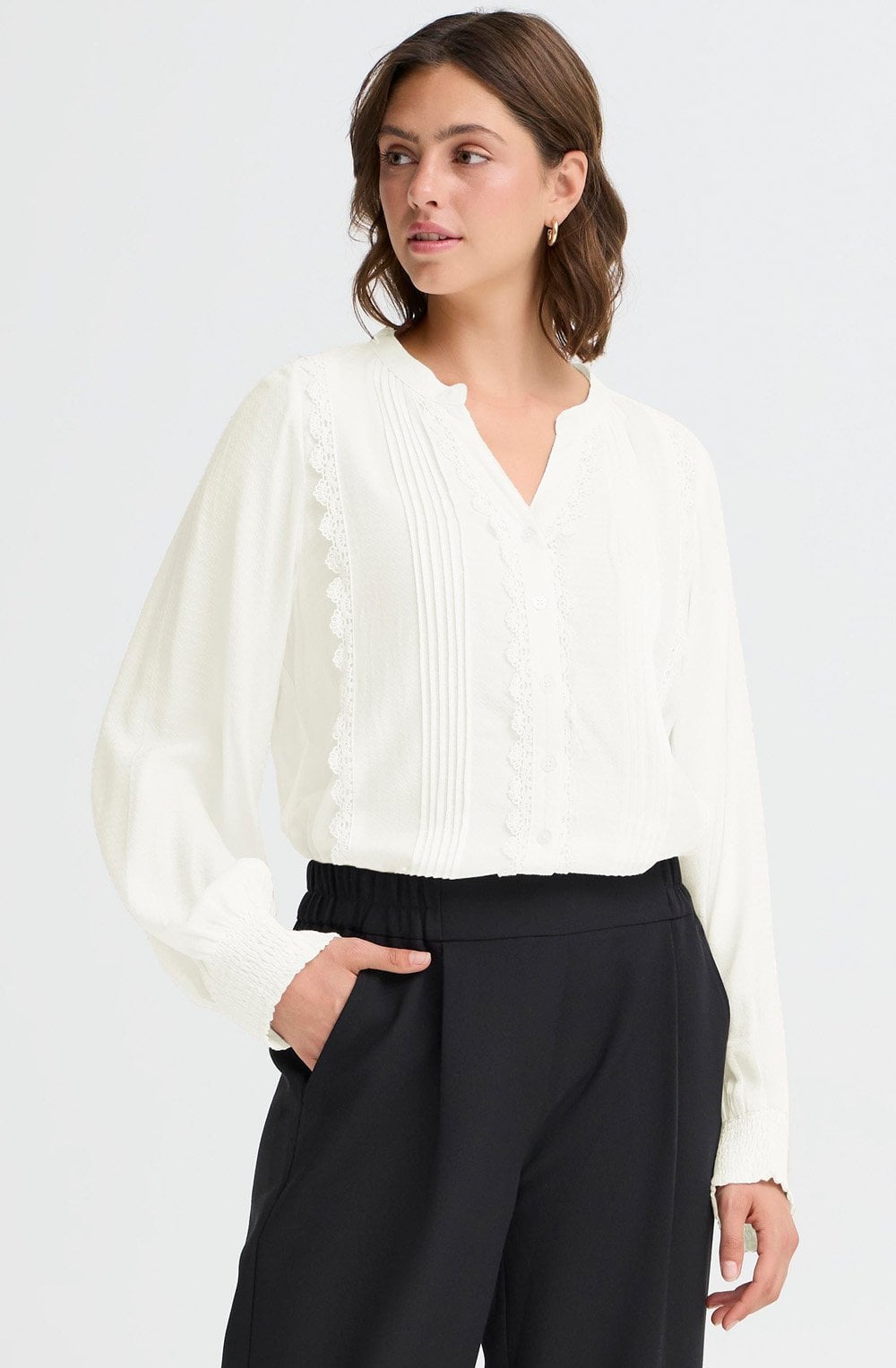 Blanc De Blanc Lace Trim Blouse