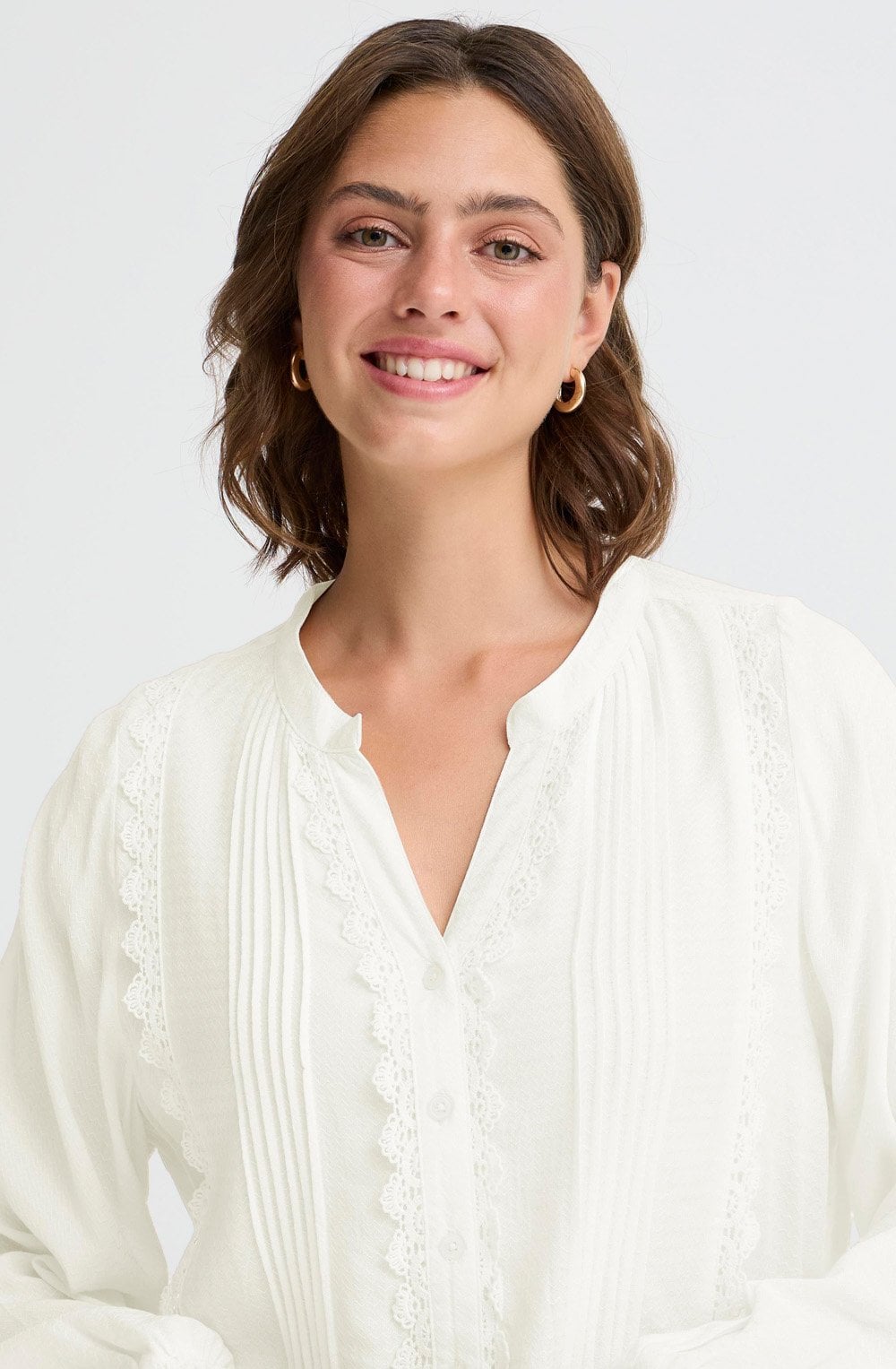 Blanc De Blanc Lace Trim Blouse