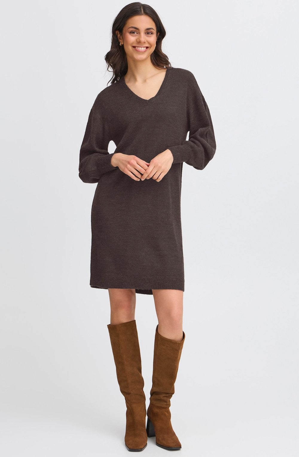 Charcoal Knit Jumper Dress