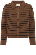 Cocoa and Black Stripe Collared Cardigan