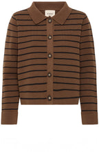 Cocoa and Black Stripe Collared Cardigan