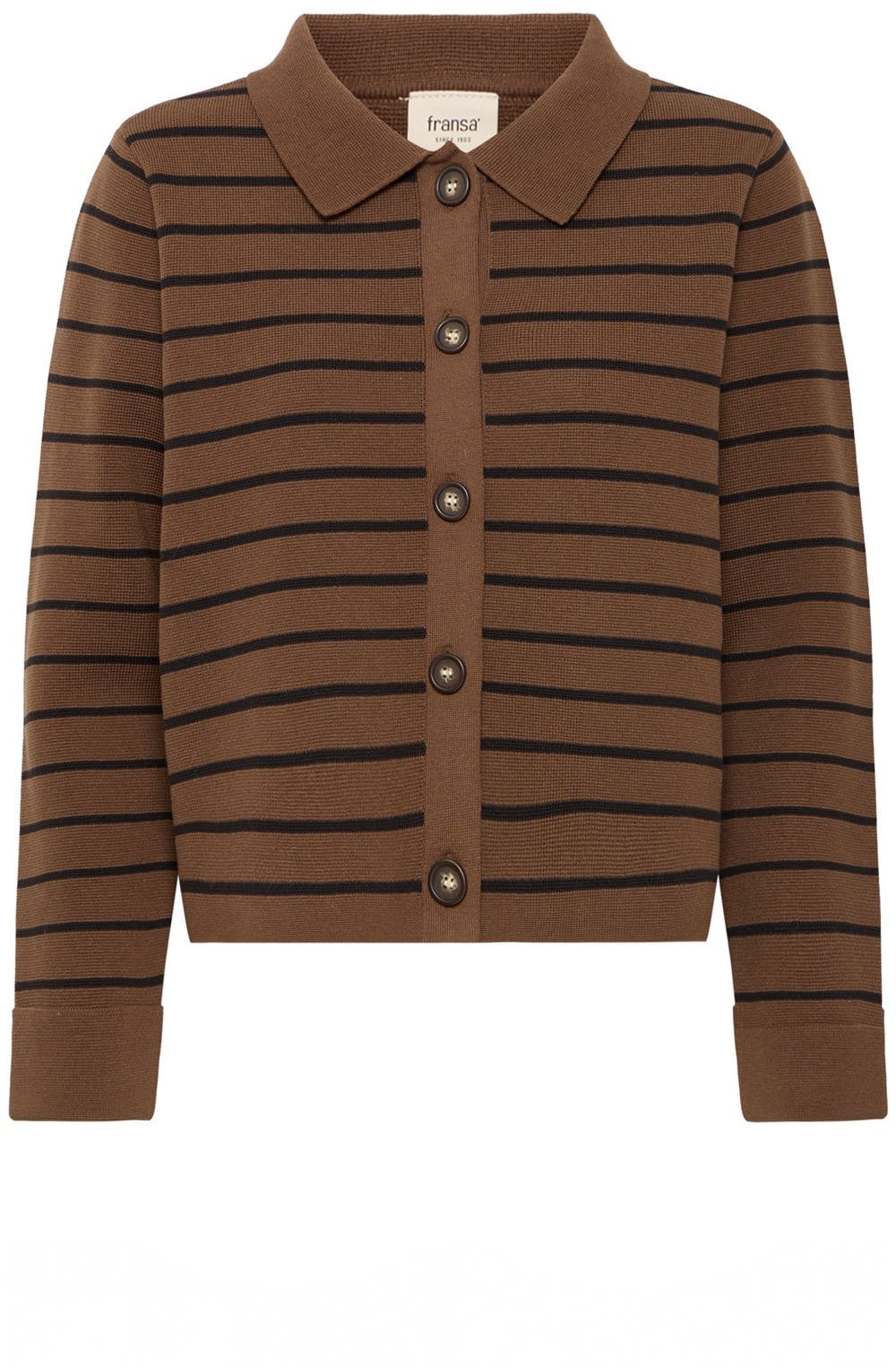 Cocoa and Black Stripe Collared Cardigan