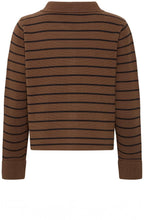 Cocoa and Black Stripe Collared Cardigan