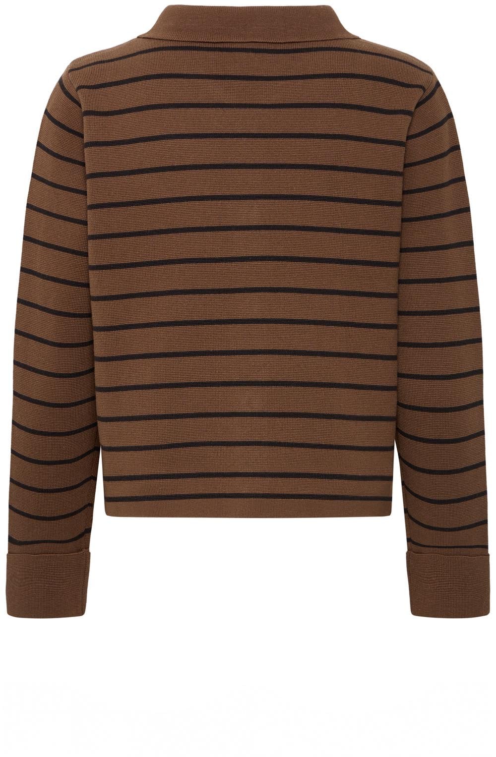 Cocoa and Black Stripe Collared Cardigan
