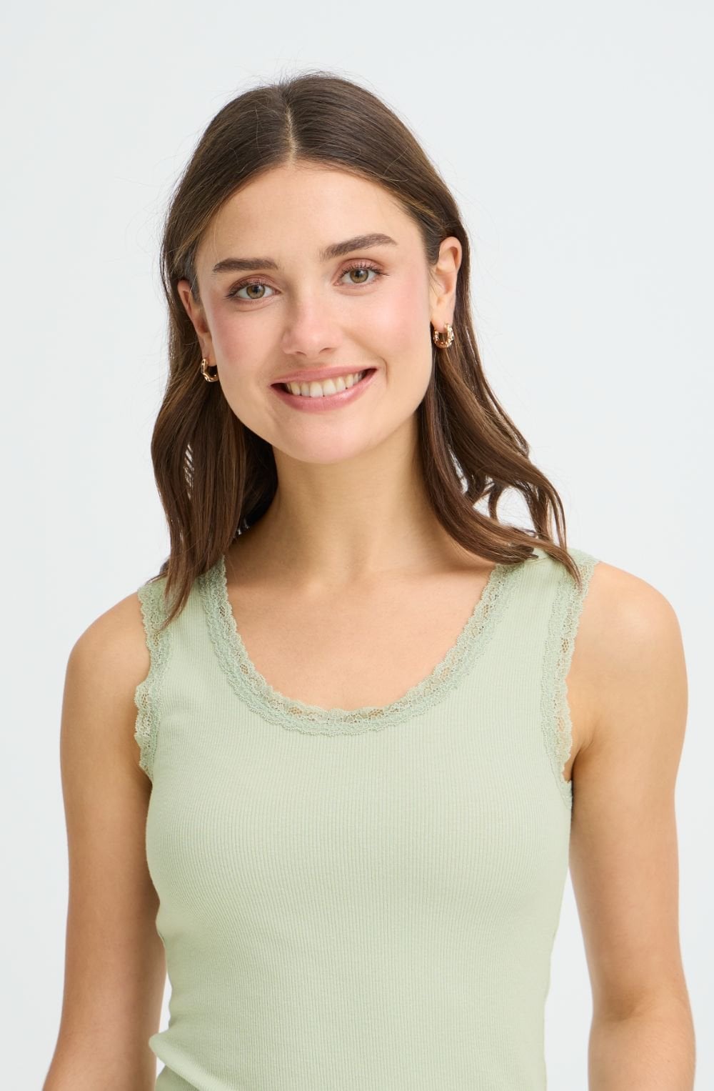 Desert Sage Lace Trimmed Vest Top