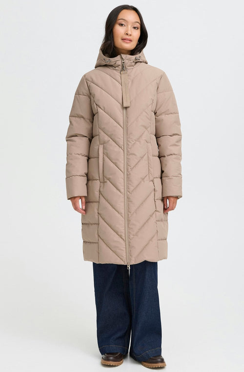 Desert Taupe Maise Hooded Puffer Coat