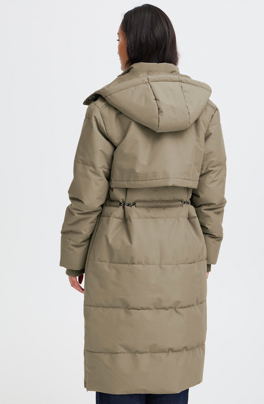 Dusty Olive Maise Drawstring Quilted Coat