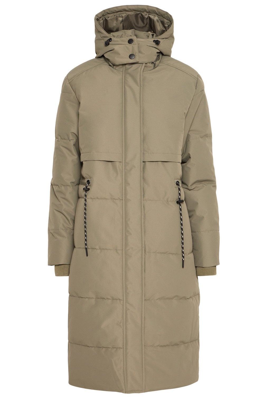 Dusty Olive Maise Drawstring Quilted Coat