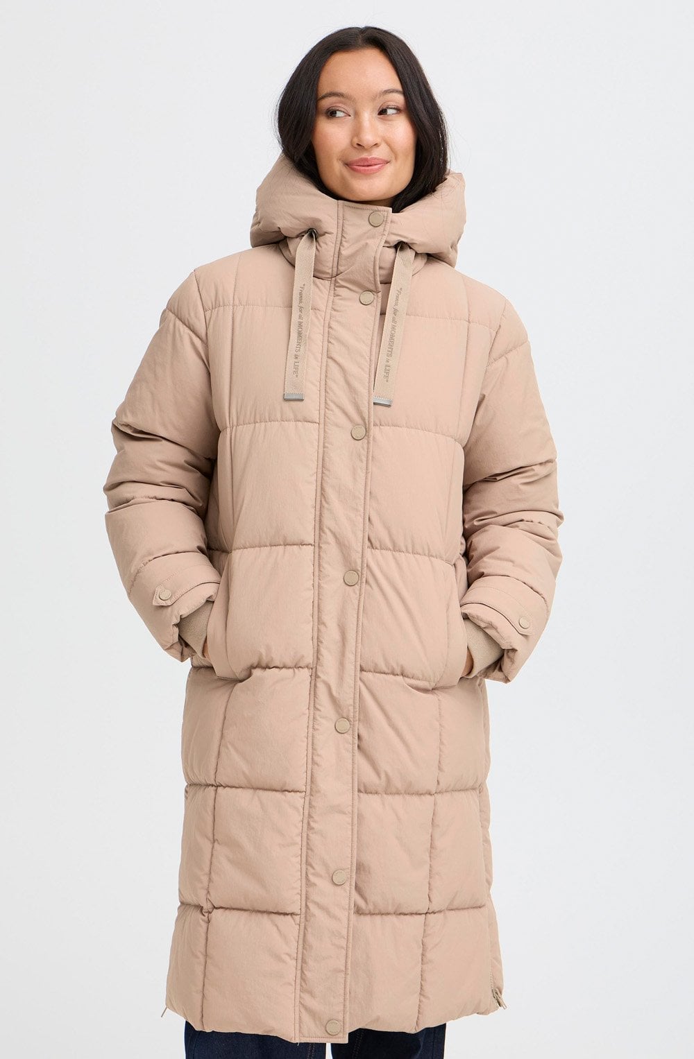 Eileen Square Quilted Desert Taupe Coat