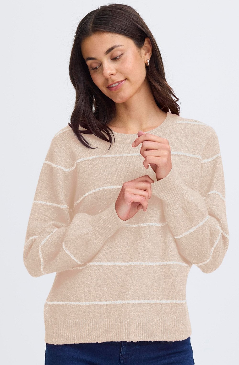Feather Gray Knitted Stripe Jumper